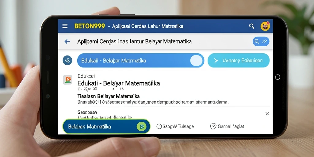 Screenshot aplikasi BETON999 menampilkan antarmuka belajar matematika.