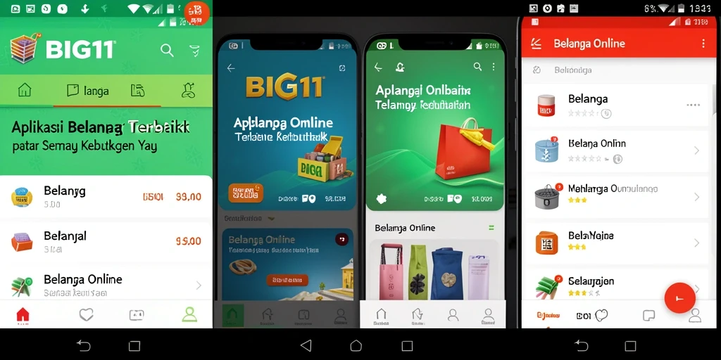 Antarmuka aplikasi BIG11 untuk belanja online yang mudah digunakan.