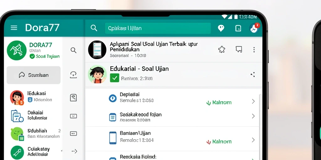 Antarmuka aplikasi DORA77 untuk latihan soal ujian.