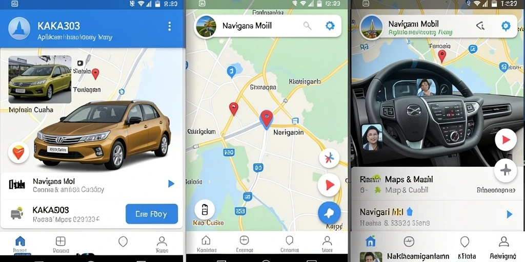 Antarmuka KAKA303 menampilkan peta interaktif untuk navigasi mobil.