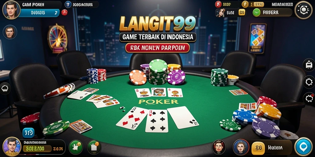 Antarmuka menarik game Poker LANGIT99 dengan fitur interaktif.
