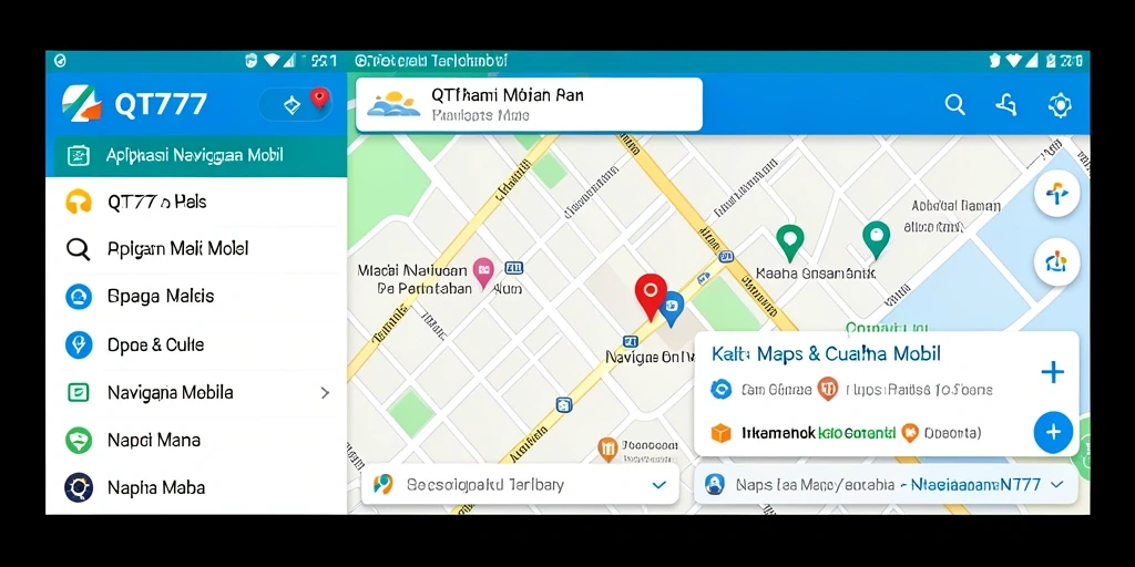 Tampilan antarmuka QT777 untuk navigasi mobil yang intuitif dan informatif.