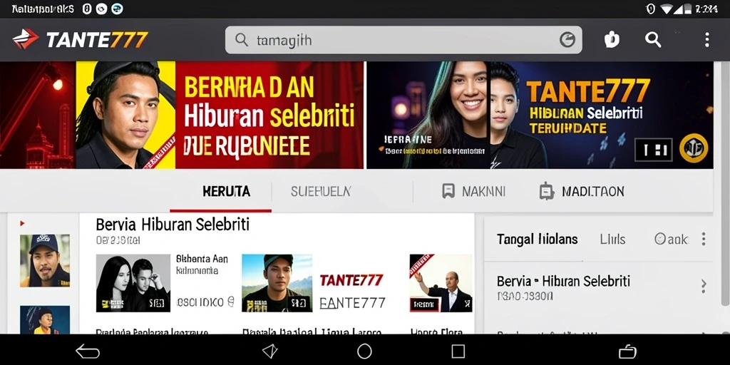 Antarmuka TANTE777 menampilkan berita dan artikel hiburan selebriti