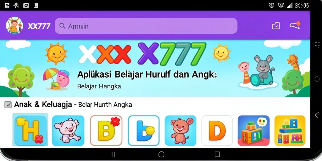 Antarmuka aplikasi XXX777 yang interaktif dan edukatif.